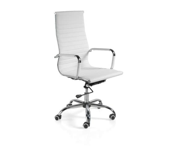 Chaise De Bureau En Simili-cuir Blanc, Avec Soutien Haut, Modèle Executive