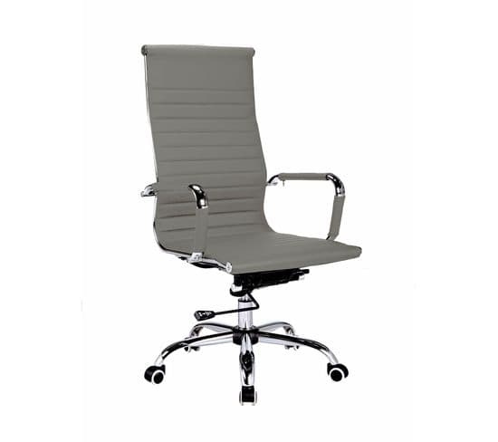 Chaise De Bureau En Simili-cuir Gris, Avec Soutien Haut, Modèle Executive