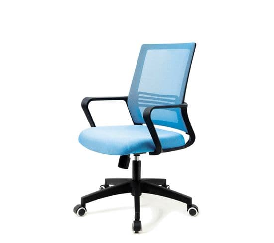 Fauteuil De Bureau à Roulettes En Couleur Bleu Et Noir, Modèle Sophie