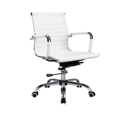 Chaise De Bureau En Simili-cuir Blanc, Modèle Executive