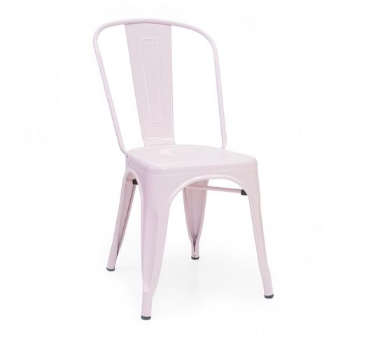 Chaise Industrielle Métal Rose 85x52,5x45 Cm