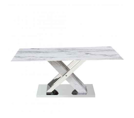 Table Basse En Verre Blanc 40x110x60cm