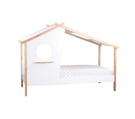 Lit Cabane Mdf Blanc 90x200cm