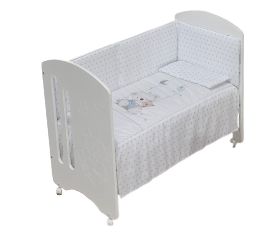 Lit Bébé Lovely Premium Avec 3 Pièces Textiles Oso Bleu