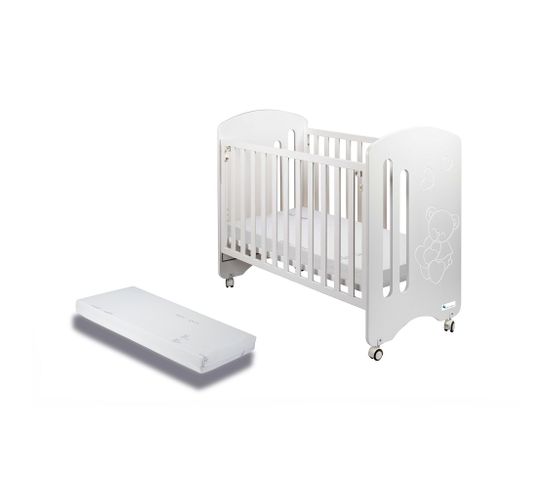 Lit Bébé Pour Matelas 60x120 Lovely Blanc Avec Matelas