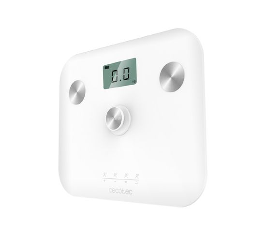 Pèse-personne Avec Bouton-poussoir Ecopower 10100 Full Healthy White. Surface En Verre Tremp