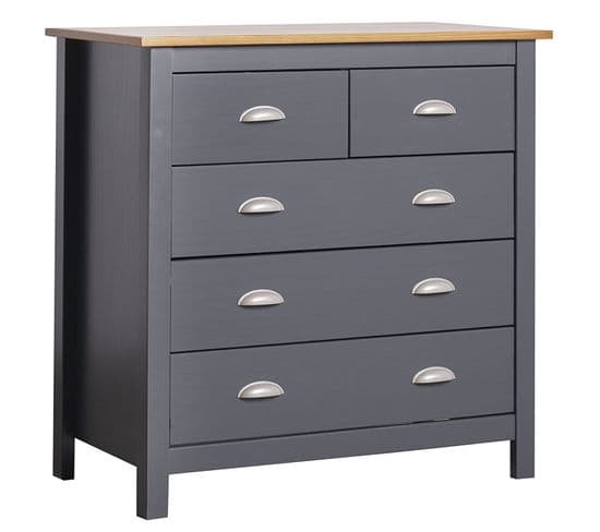 Commode Jade 5 tiroirs  gris anthracite de 80 cm de hauteur