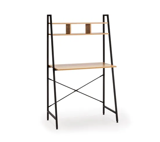 Bureau Blanca Noir, 1 Étagère, Style Industriel, 83 Cm Longueur