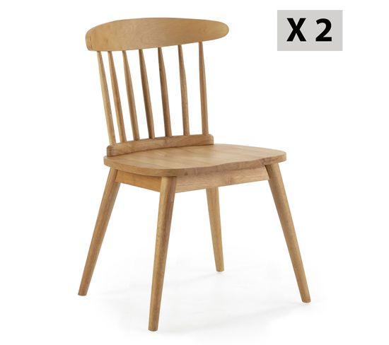 Pack 2 Chaises Ben En Bois Couleur Chêne