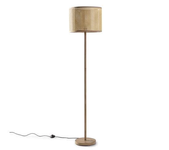 Lampadaire Keiko Métal Imitation Bois, Hauteur 161 Cm