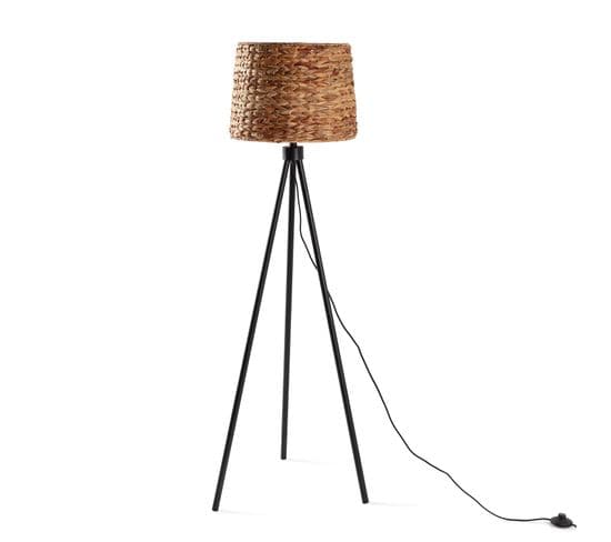 Lampadaire Kiomi En Jonc De Mer Et Métal, Hauteur 144 Cm