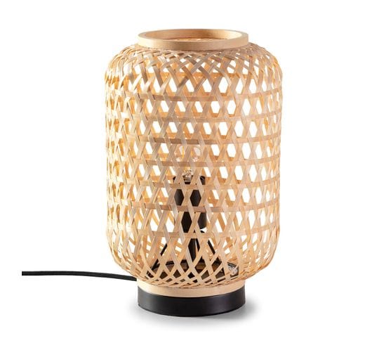 Lampe À Poser Yuna En Bambou, Diamètre 22,5 Cm