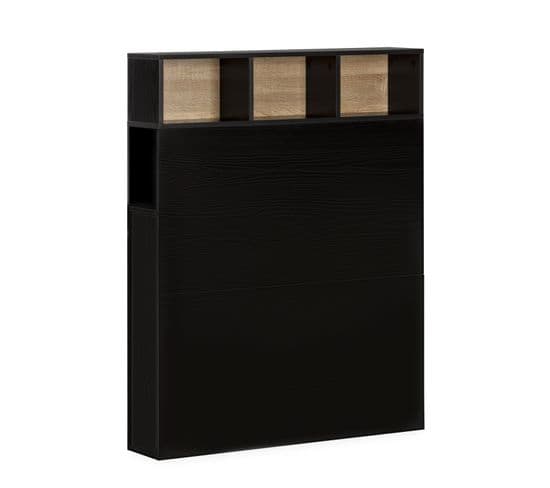 Tête De Lit Zeus 95 Cm Noir, 2 Portes 9 Trous