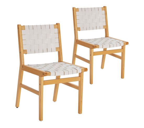 Pack De 2 Chaises Kurt Blanc En Cuir Recyclé