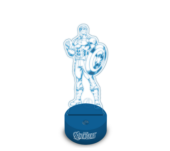 Lampe De Chevet - Disney Marvel Captain America - En 3d - 23,5 Cm