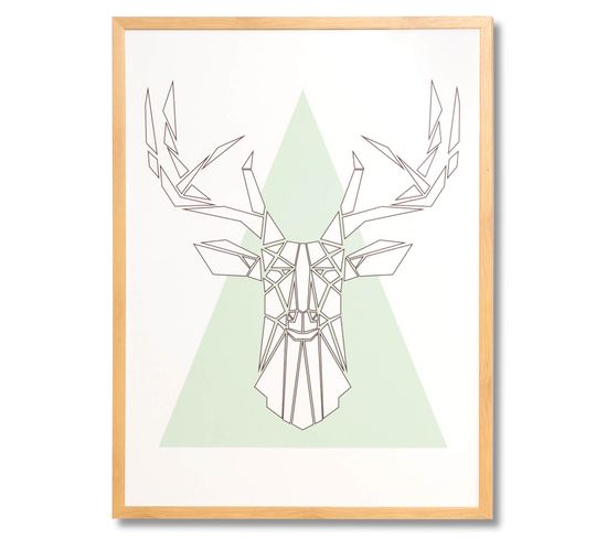 Deer Pyramid - Tableau Décoratif 80 X 60 Cadre Bois