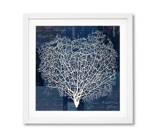 Black Tree - Peinture Décorative 40 X 40 Cadre Blanc