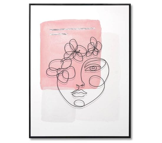 Pink Doodle1 - Tableau Décoratif 80 X 60 Cadre Noir Toile Décorative