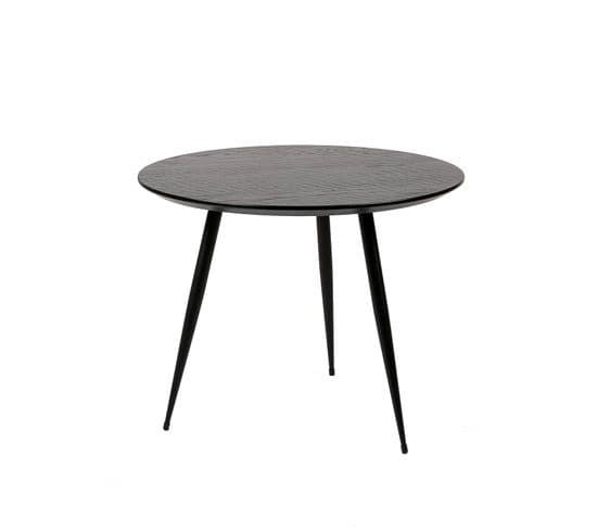 Ove - Table Basse Avec Plateau Laqué Noir Et Pieds En Métal Noir