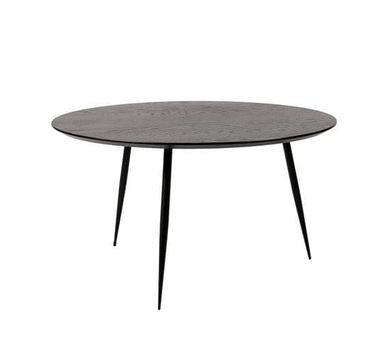 Arvo - Table Basse Avec Plateau En Bois Noir Et Pieds En Métal Noir