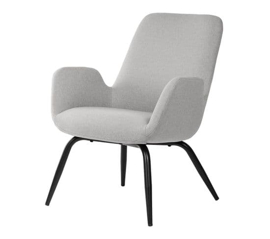 Mikka - Fauteuil Tapissé Gris Avec Pieds En Métal Noir