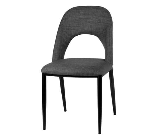 Eka - Eka - Chaise De Salle À Manger Avec Pieds Noirs Et Assise Gris Foncé