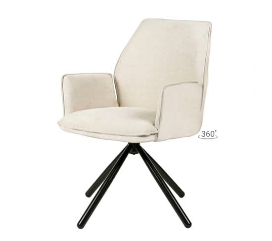 Samar - Samar-chaise Pivotante Beige Avec Pieds En Métal Noir