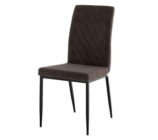 Lalit - Lalit - Chaise De Salle À Manger Vintage Avec Assise Marron Et Pieds Noirs