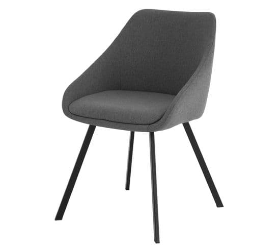 Vilja - Vilja-chaise Tapissée Gris Foncé Avec Pieds Noirs Mats