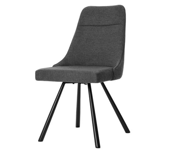 Chaise Rembourrée Gris Foncé Avec Pieds En Métal Noir.