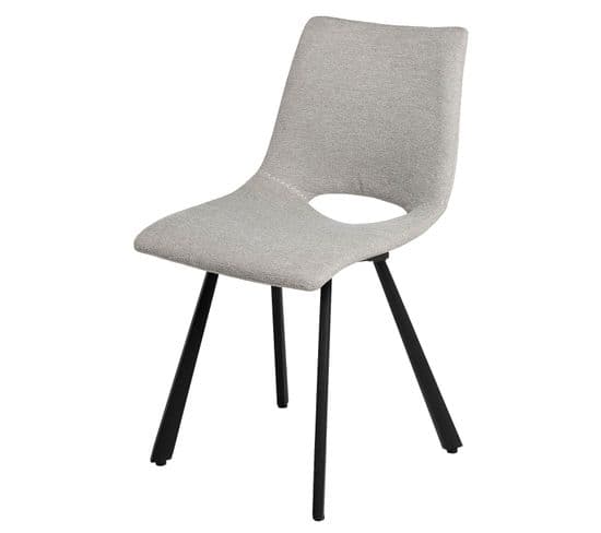 Chaise Tapissée Gris Clair Avec Pieds Métalliques Noirs