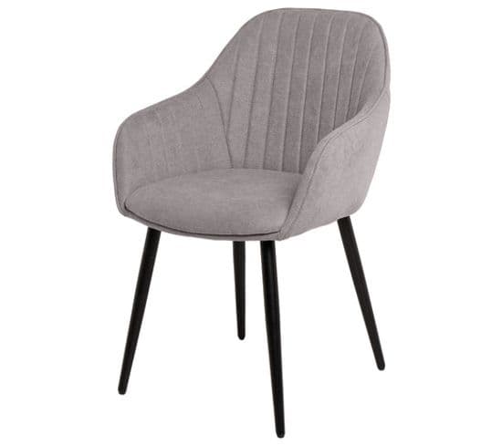 Chaise De Salle à Manger Ou De Bureau Avec Accoudoirs Rembourrés Gris Clair