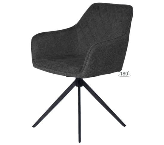 Chaise De Salle à Manger Pivotante Avec Pied Central Noir, Rembourrée En Gris Foncé