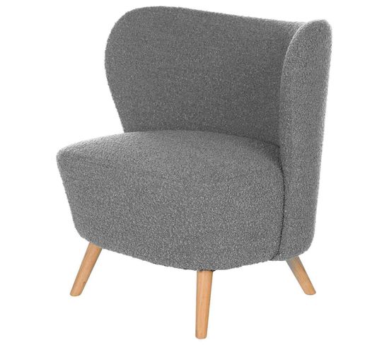 Fauteuil Gris Clair En Tissu Effet Peau De Mouton