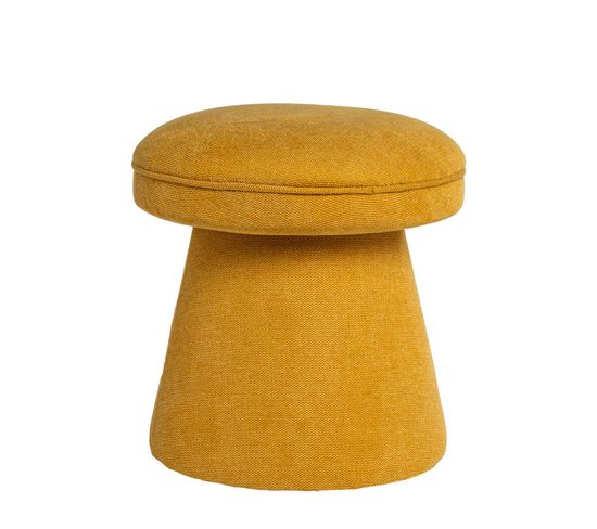 Pouf Circulaire Avec Base Conique En Tissu Moutarde