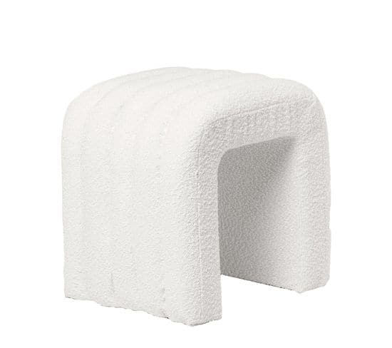 Pouf Rond Avec Base Conique En Tissu Blanc