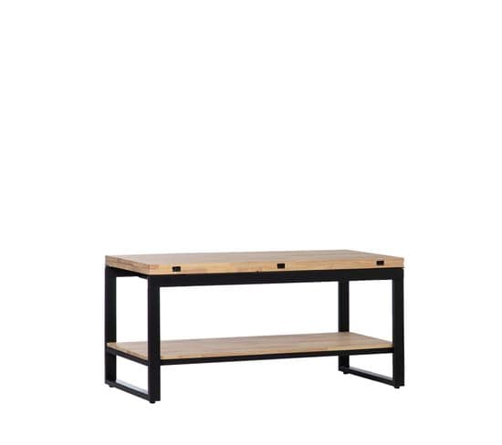 Table Basse Relevable Et Extensible En Bois Natural 100x48cm