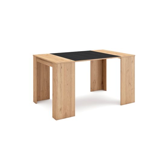 Table Console Extensible, 140, Pour 6 Personnes, Chêne Et Noir