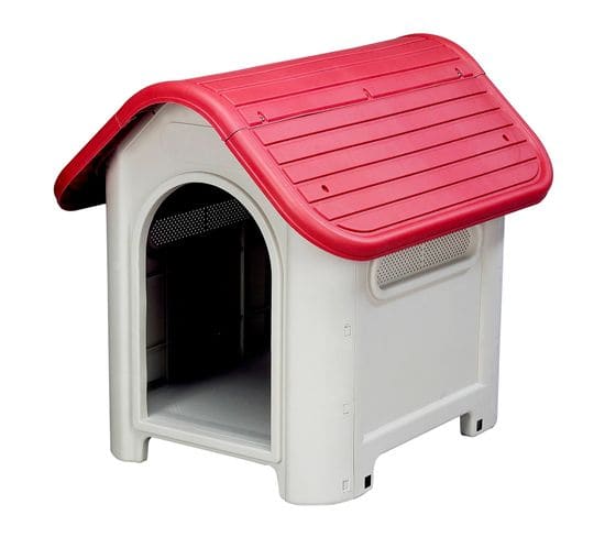 Niche Pour Chien Petit Gardiun Kira 75x59x66 Cm Fabriquée En Résine Couleur Beige/rouge