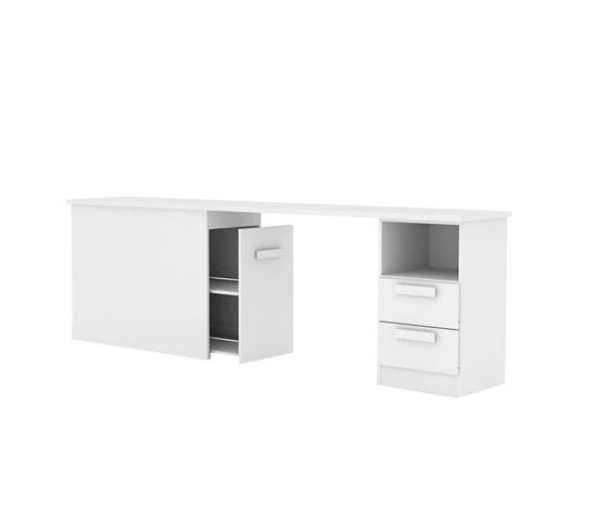 Bureau + Rangement 90 Aggloméré Blanc Abs 76,5x202x45cm