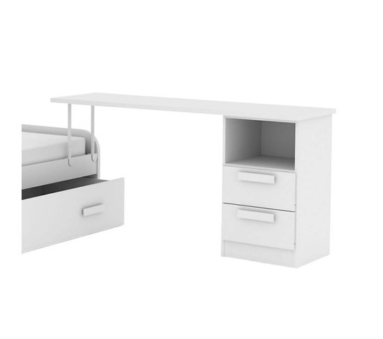 Bureau + Bloc Tiroir Aggloméré Blanc Abs 76,5x202x45cm