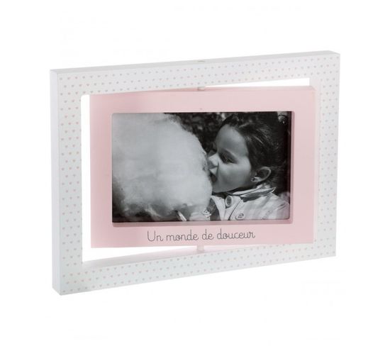 Cadre Photo Mobile Mdf Rose Et Blanc 23.7x16.8x1.8cm