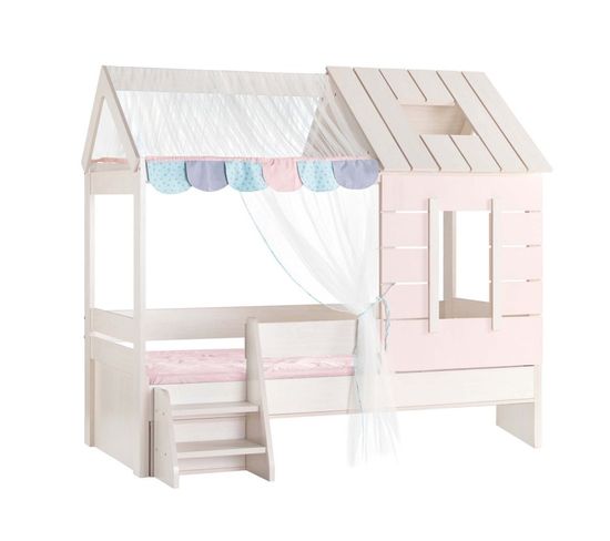 Lit Enfant Cabane En Aggloméré Rose 90x200cm