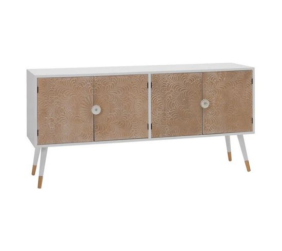 Buffet Blanc Et Bois Shabby 160cm Alvin