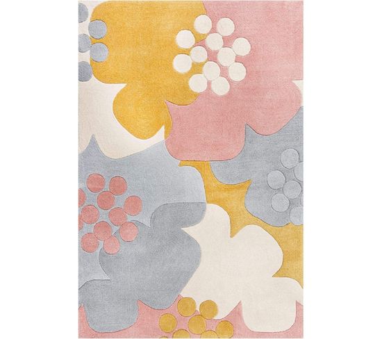 Tapis De Salon Floral En Polyester - Multicolore - 160x230 Cm