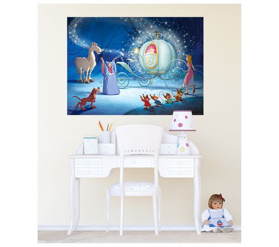 Poster Géant Cendrillon Carrosse Princesse Disney Intisse 155x115 Cm