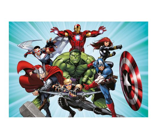 Poster Intissé - Disney Marvel -les Avengers En Action - 155 Cm X 110 Cm