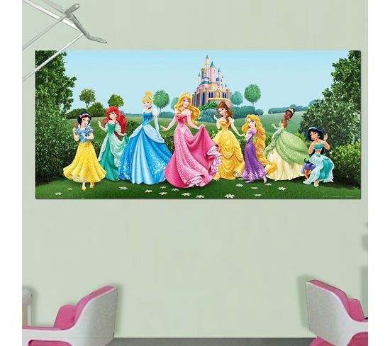 Poster Géant Château Et Princesses Disney Intisse 202x90 Cm
