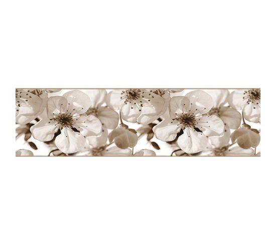 Frise Auto-collante Fleurs De Pommier Noir Et Blanc- 1 Rouleau De 14 Cm X 500 Cm