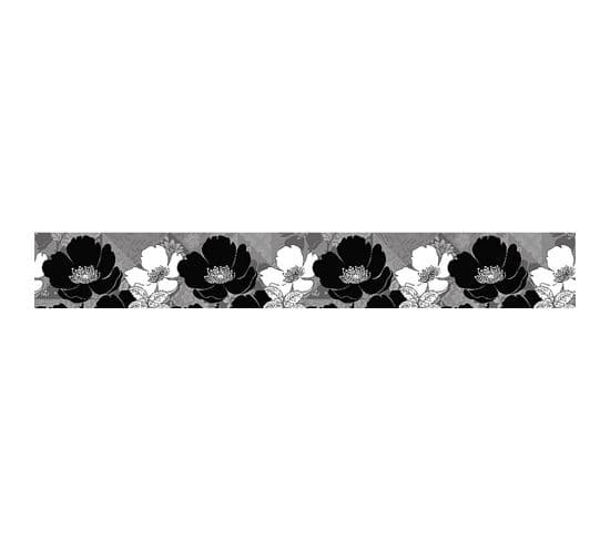 Frise Auto-collante Fleurs Noires - 1 Rouleau De 14 Cm X 500 Cm